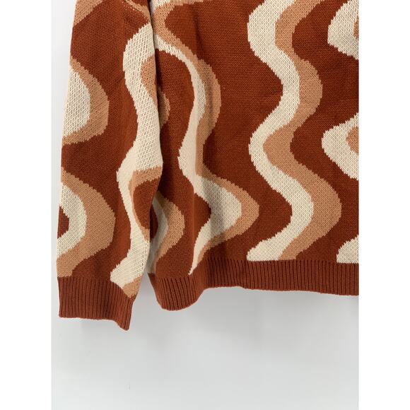 BAILEY ROSE Women's Brown Swirl Print Knit Crewneck Long Sleeve Sweater SZ M - Picture 5 of 10